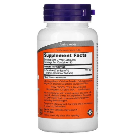 L- Карнитин L-Carnitine Now Foods 250 мг 60 вегетаріанських капсул: ціни та характеристики