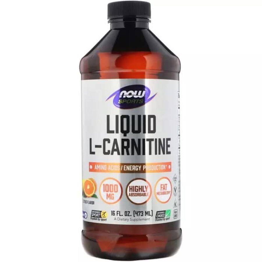 L-Карнітин рідкий з цитрусовим смаком L-Carnitine Now Foods 1000 мг 473 мл: ціни та характеристики