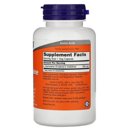 L-Карнозин L-Carnosine Now Foods 500 мг 100 вегетаріанських капсул: ціни та характеристики