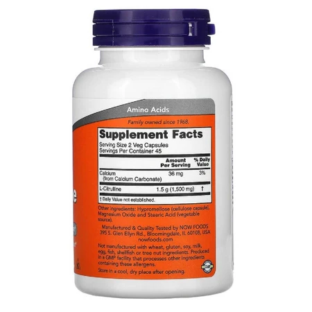 L-Цитрулін 750мг Now Foods L-Citrulline 90 вегетаріанських капсул: ціни та характеристики