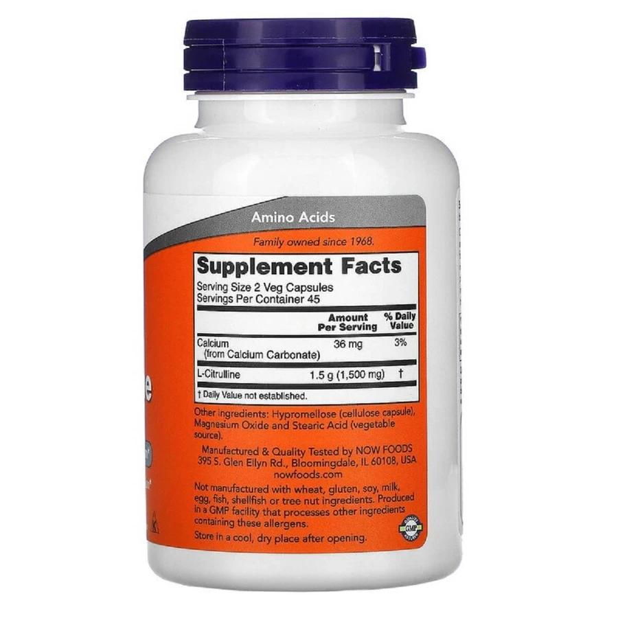 L-Цитрулін 750мг Now Foods L-Citrulline 90 вегетаріанських капсул: ціни та характеристики