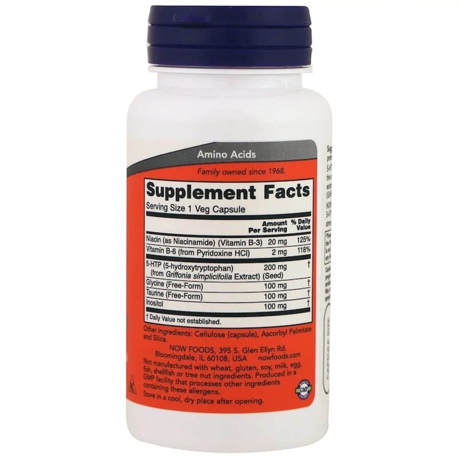 5-HTP (гідрокситриптофан) 200 мг Подвійна Сила Now Foods 60 гелевих капсул: ціни та характеристики