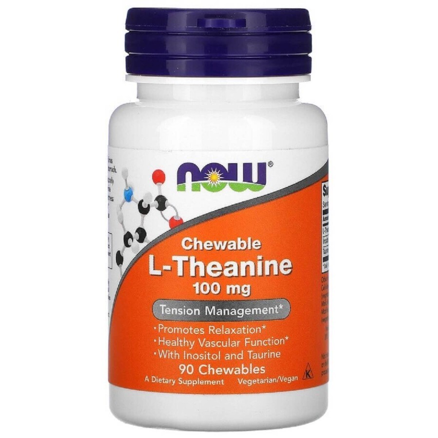 L-Теанін L-Theanine Now Foods 100 мг 90 жувальних таблеток: ціни та характеристики