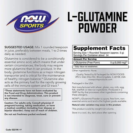 Глютамин в Порошке L-Glutamine Powder Now Foods 170 г: цены и характеристики