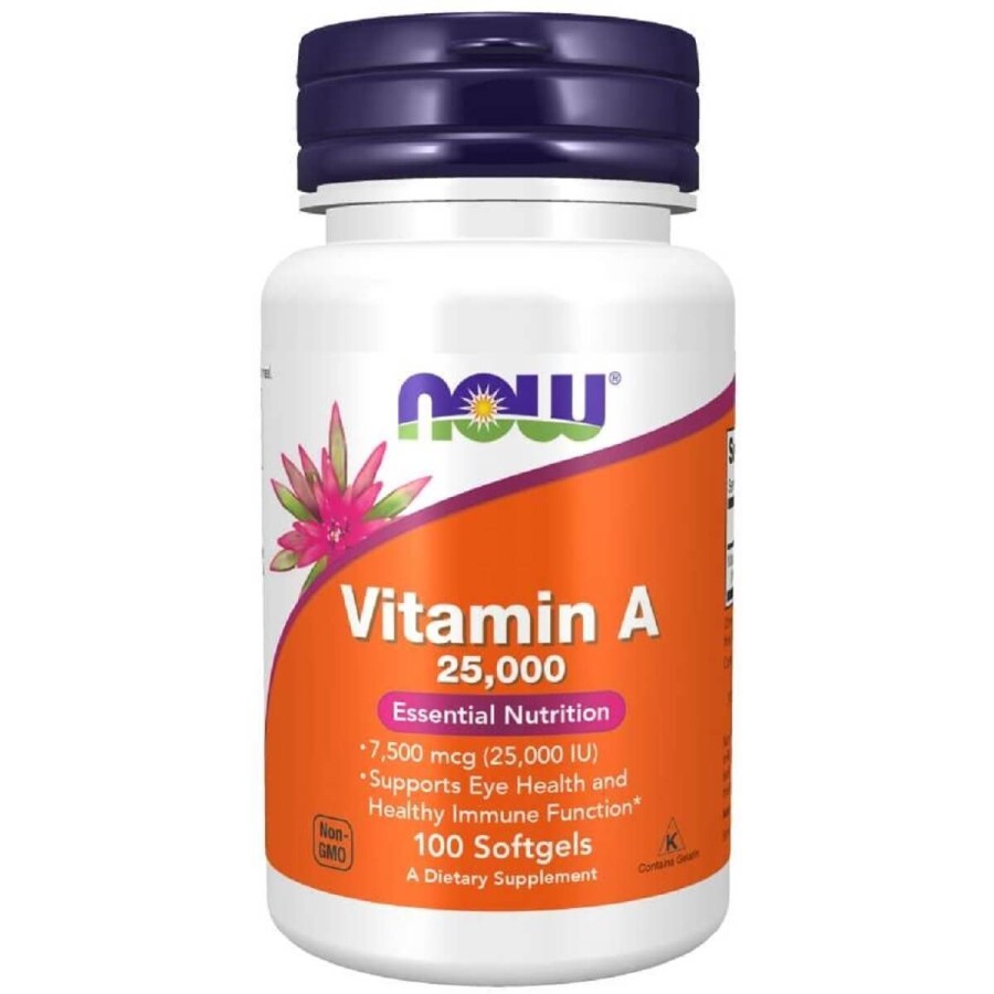Вітамін А Vitamin A Now Foods 25000 МО 100 желатинових капсул: ціни та характеристики
