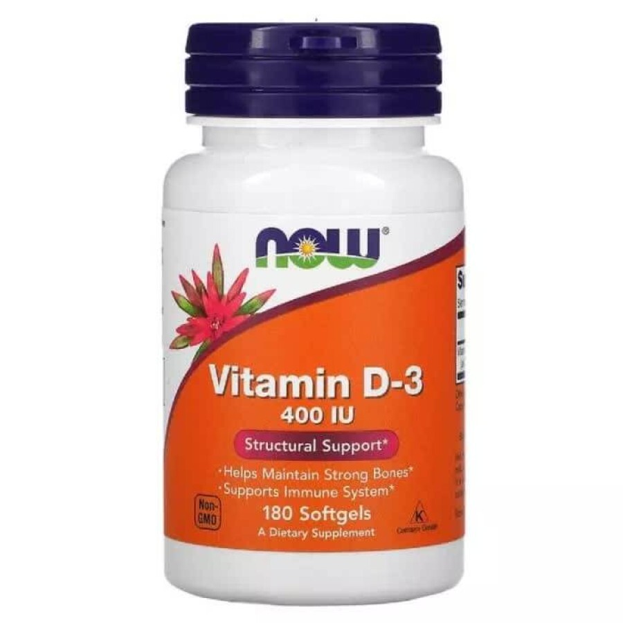 Вітамін D3 Vitamin D3 Now Foods 400 МО 180 желатинових капсул: ціни та характеристики