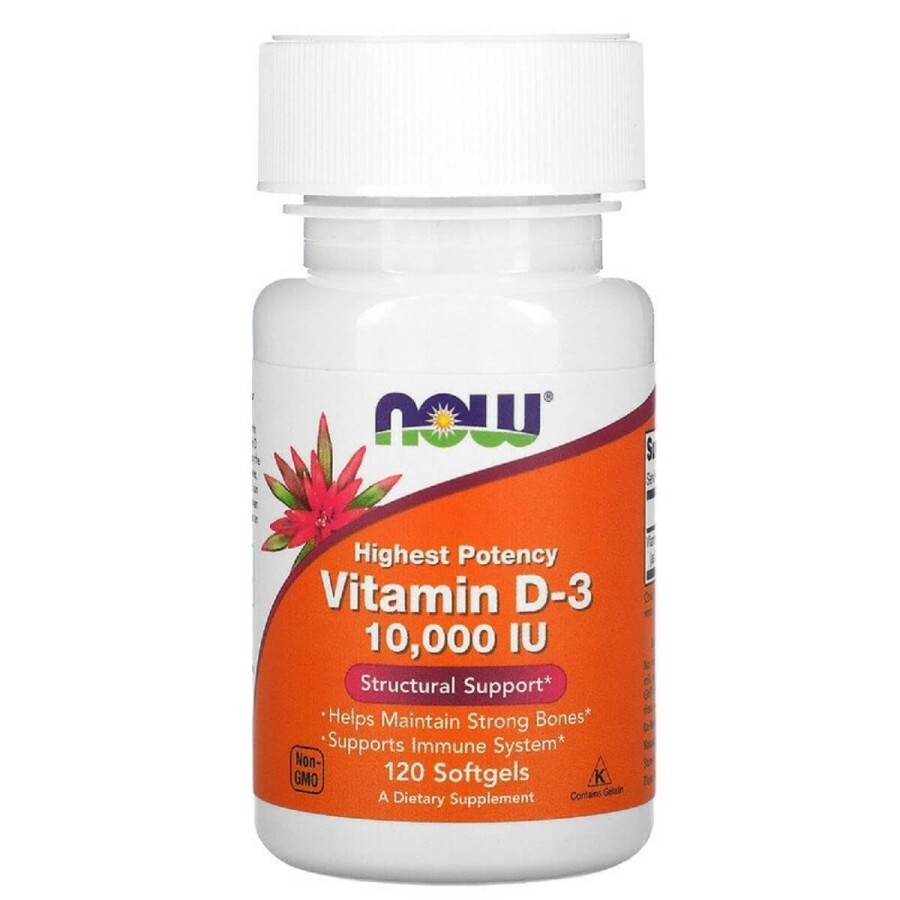 Витамин D-3 10000МЕ Now Foods 120 желатиновых капсул: цены и характеристики