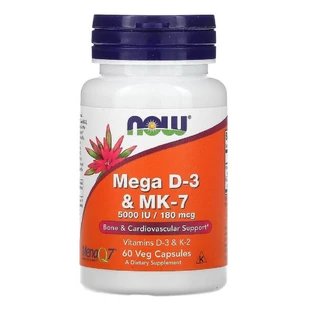 Вітаміни D-3 & MK-7 5000 МО / 180 мкг Now Foods 60 капсул