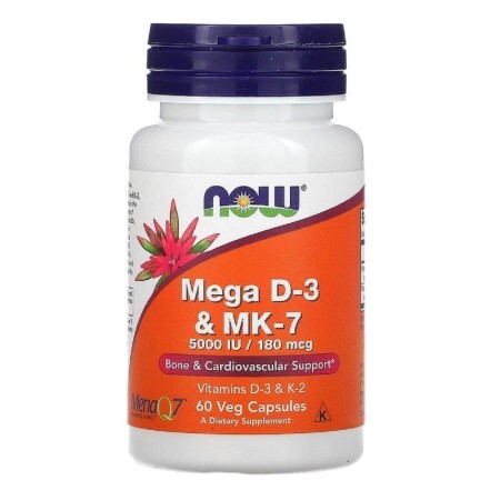 Вітаміни D-3 & MK-7 5000 МО / 180 мкг Now Foods 60 капсул