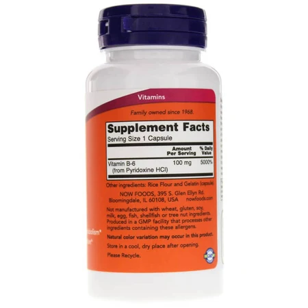 Витамин В6 (Пиридоксин) Vitamin B6 Now Foods 100 мг 100 капсул: цены и характеристики