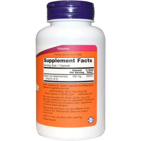 Ниацинамид (В3) 500мг Now Foods 100 капсул: цены и характеристики