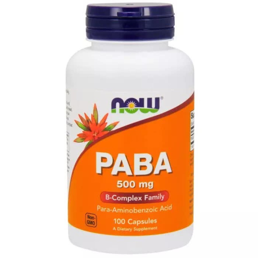 Пара-Амінобензойна Кислота (ПАБК) PABA Now Foods 500 мг 100 капсул: ціни та характеристики