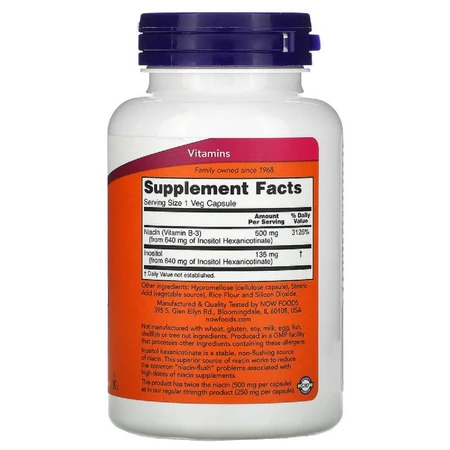 Ніацин (В3) No-Flush Niacin Now Foods 500 мг 90 вегетаріанських капсул: ціни та характеристики