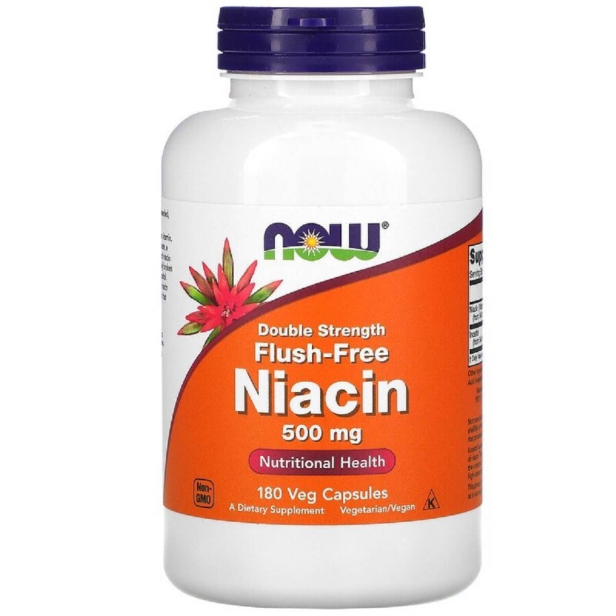 Ниацин (В3) No-Flush Niacin Now Foods 500 мг 180 вегетарианских капсул: цены и характеристики