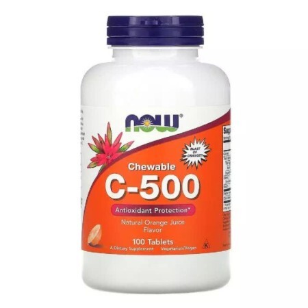 Вітамін С смак апельсинового сока Chewable C-500 Now Foods 100 жувальних таблеток