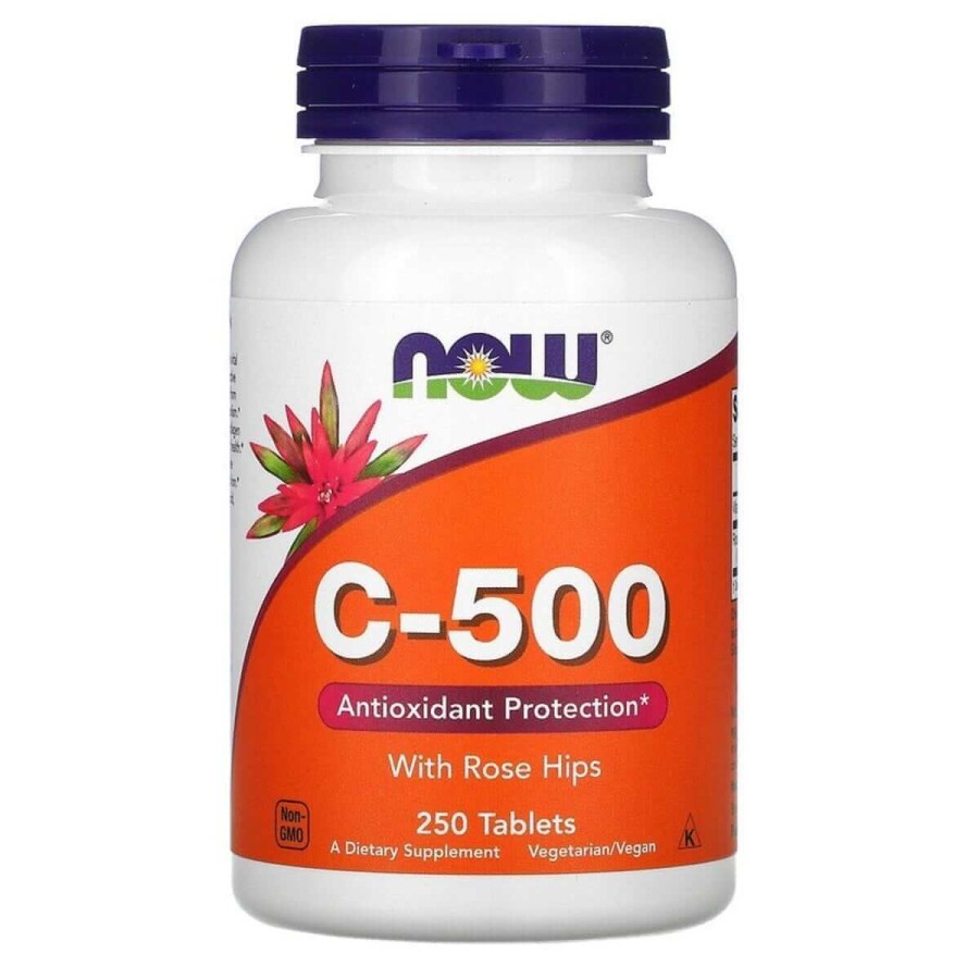 Вітамін C-500 з шипшиною Now Foods 250 таблеток: ціни та характеристики