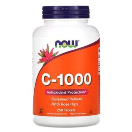 Вітамін C-1000 з шипшиною Now Foods 250 таблеток