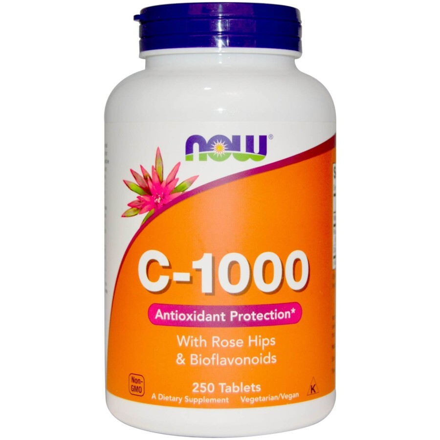 Вітамін С-1000 с шипшиною + Біофлавоноїди Now Foods 250 таблеток: ціни та характеристики