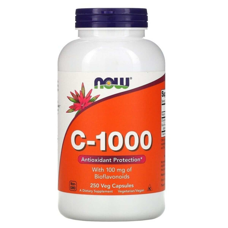 Витамин C-1000 с 100 мг биофлавоноидов Now Foods 250 вегетарианских капсул: цены и характеристики