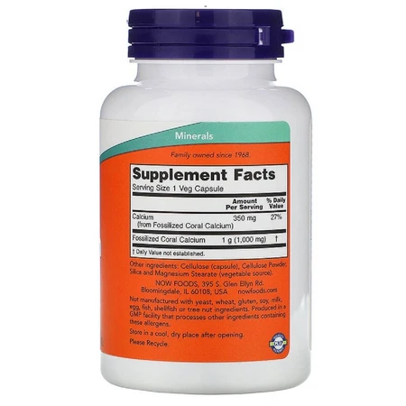 Кораловий кальцій Coral Calcium Now Foods100 вегетаріанські капсул 1000 мг: ціни та характеристики