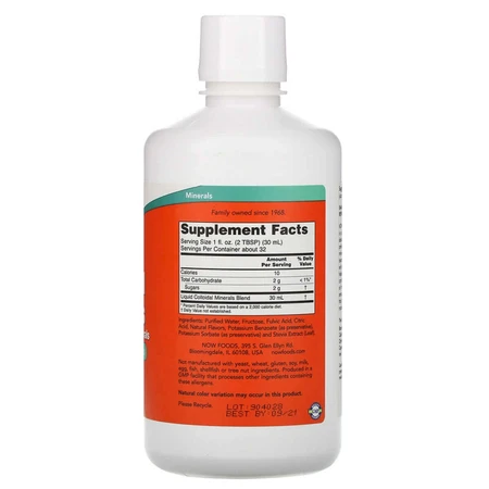 Колоїдні Мінерали з натуральним смаком малини Colloidal Minerals Now Foods 946 мл: ціни та характеристики