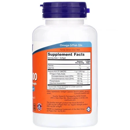 Крилевий жир 1000 мг Neptune Krill 1000 Double Strength Now Foods 60 желатинових капсул: ціни та характеристики