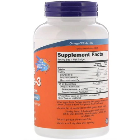 Ультра Омега-3 500 EPA / 250 DHA Ultra Omega-3 Now Foods 180 гелевых капсул: цены и характеристики