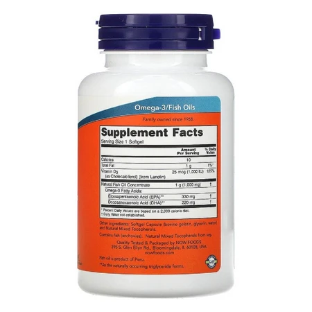 Риб'ячий жир + D3 Tri-3D Omega Now Foods 90 желатинових капсул: ціни та характеристики