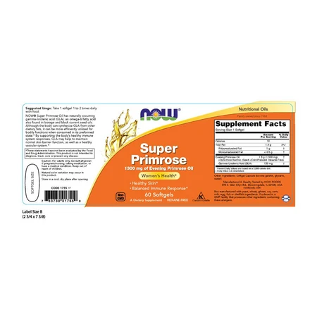 Масло Примулы Вечерней 1300mg Now Foods 60 желатиновых капсул: цены и характеристики