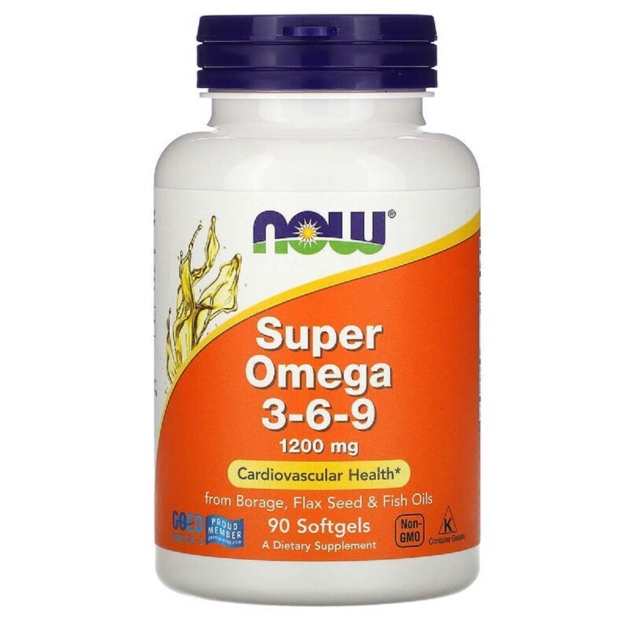 Супер Омега 3-6-9 Super Omega 3-6-9 Now Foods 1200 мг 90 желатинових капсул: ціни та характеристики