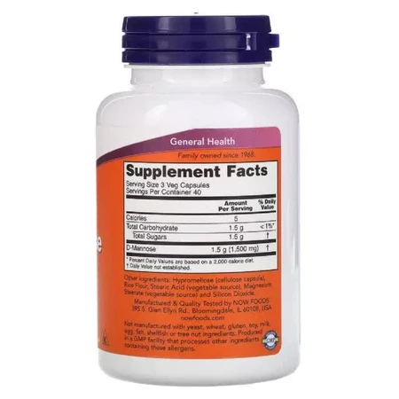 D-Манноза 500 мг Now Foods 120 вегетаріанських капсул: ціни та характеристики