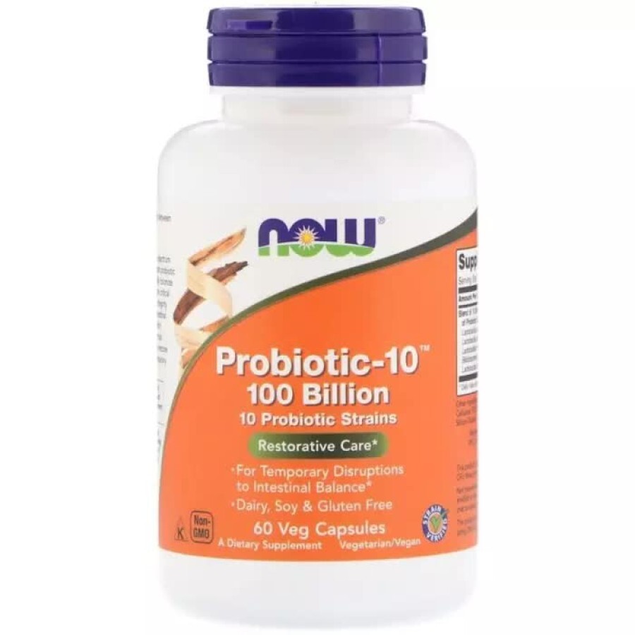 Пробіотики для травлення Probiotic -10 100 Billion Now Foods 60 вегетаріанських капсул: ціни та характеристики
