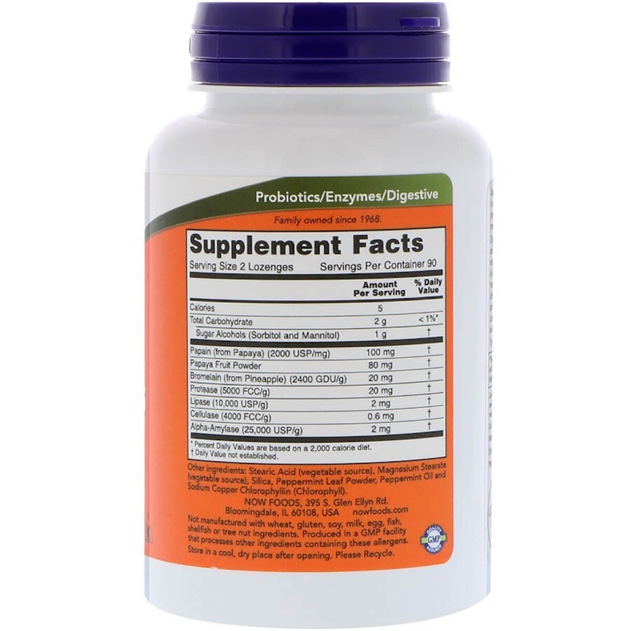 Пищеварительные ферменты папаи Papaya Enzymes 180 таблеток для рассасывания: цены и характеристики