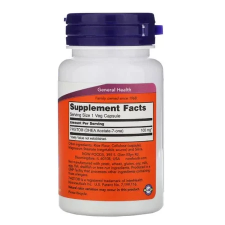 7-KETO (Дегидроэпиандростерон) Now Foods 100 мг 60 Вегетарианских Капсул: цены и характеристики