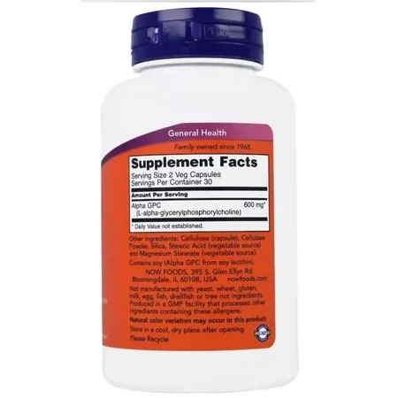 Альфа GPC 300 мг Now Foods 60 вегетарианских капсул : цены и характеристики