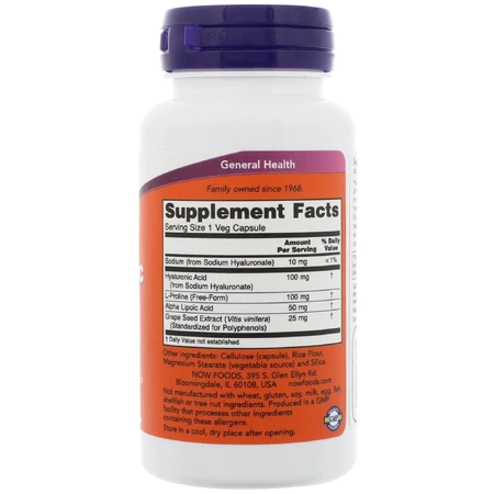 Гіалуронова кислота 100мг Now Foods 60 гелевих капсул: ціни та характеристики