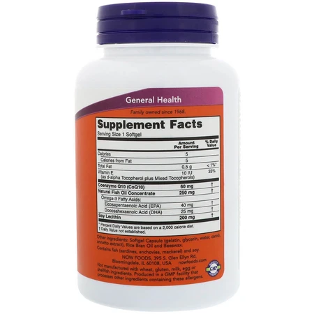 Коэнзим Q10 с рыбьим жиром CoQ10 with Omega-3 Now Foods 60 мг 120 гелевых капсул: цены и характеристики