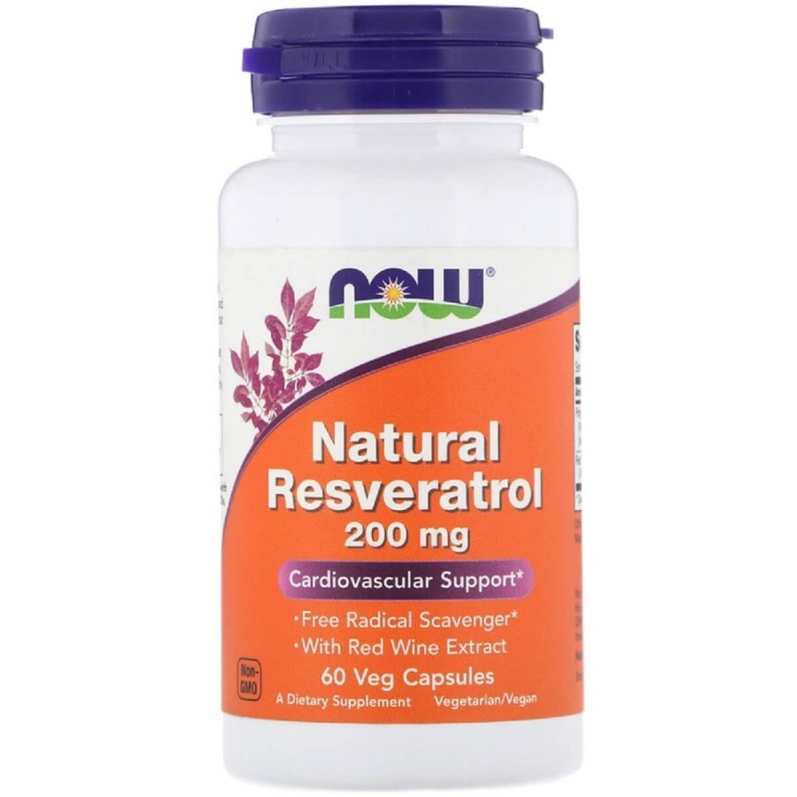 Ресвератрол Natural Resveratrol Now Foods 200 Мг 60 капсул: ціни та характеристики