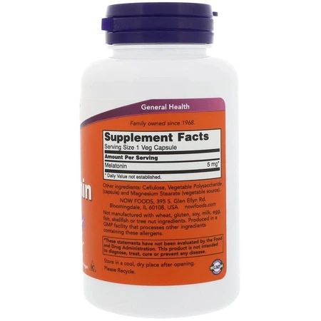 Мелатонін Melatonin Now Foods 5 Мг 60 капсул: ціни та характеристики