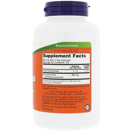 Эхинацея 400мг Now Foods Echinacea Purpurea 250 капсул: цены и характеристики