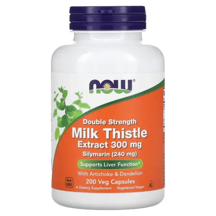 Розторопша, силімарин, Milk Thistle, Now Foods, екстракт, подвійна сила, 300 мг, 200 вегетаріанських капсул: ціни та характеристики