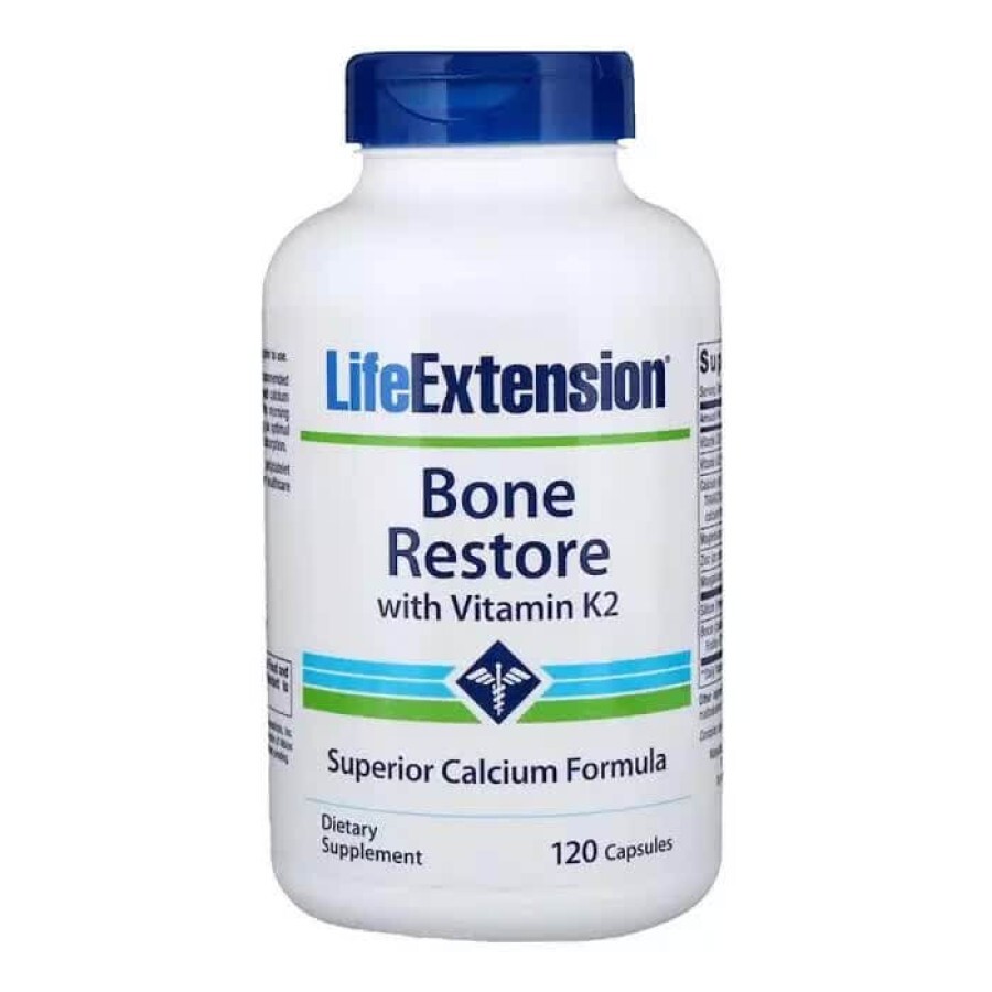 Відновлення кісток + К2 Bone Restore with Vitamin K2 Life Extension 120 капсул: ціни та характеристики
