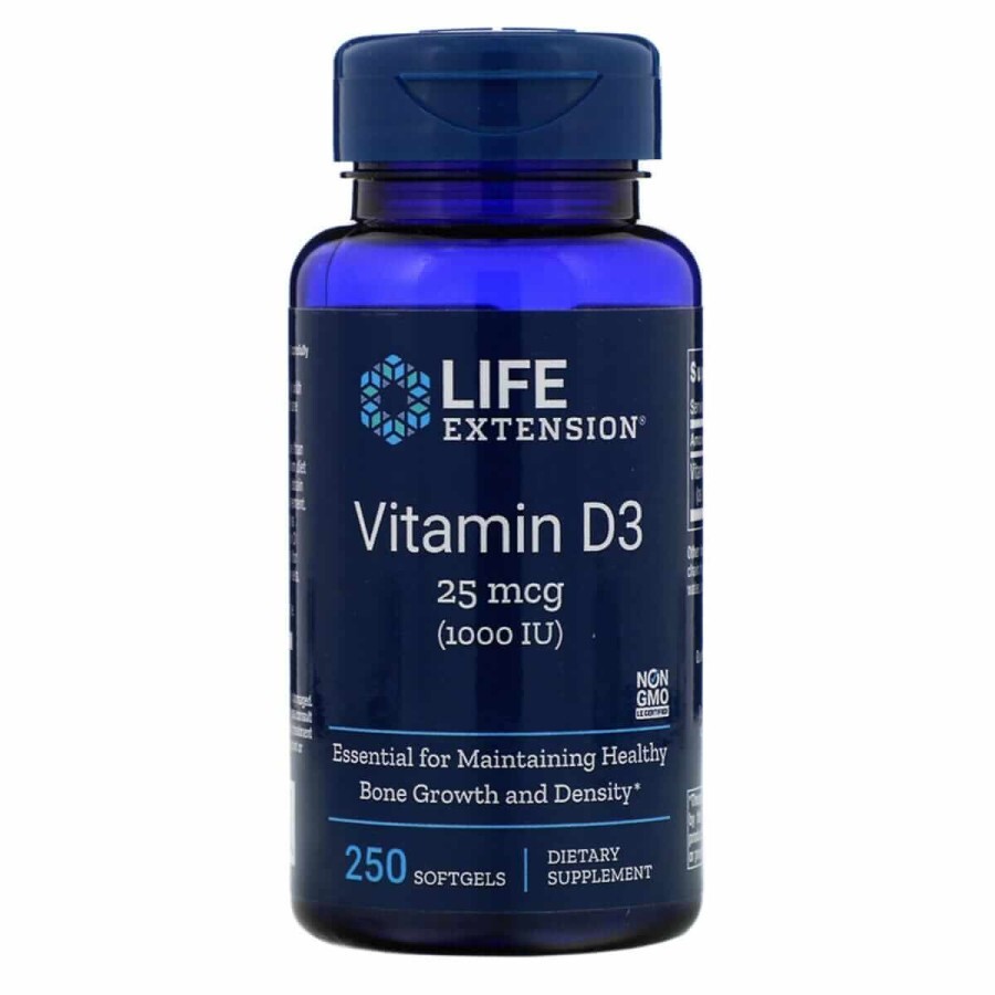 Витамин D3 Vitamin D3 Life Extension 25 мкг (1000 МЕ) 250 гелевых капсул: цены и характеристики