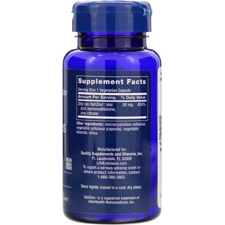 Цинк высокой эффективности Zinc Caps High Potency Life Extension 50 мг 90 вегетарианских капсул: цены и характеристики