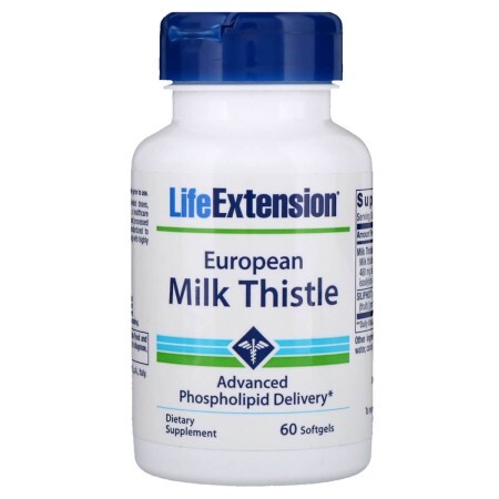 Силімарин (Розторопша) European Milk Thistle Life Extension 60 желатинових капсул