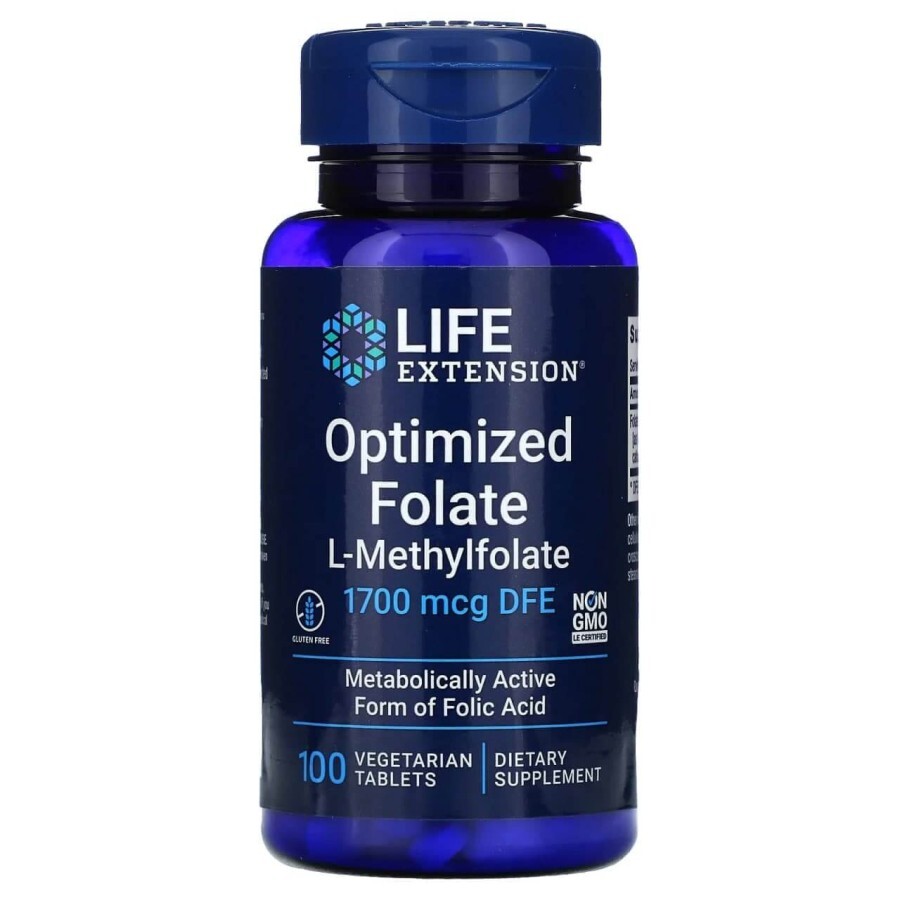 Оптимізований фолат Optimized Folate Life Extension 1700 мкг DFE 100 таблеток: ціни та характеристики