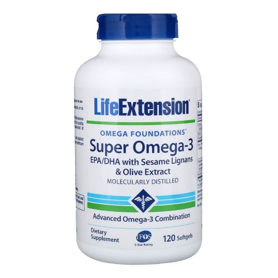 Супер Омега-3 Omega Foundations Life Extension 120 желатинових капсул: ціни та характеристики