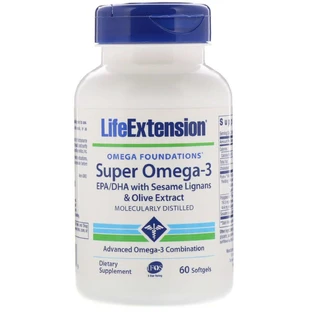 Супер Омега-3 Omega Foundations Super Omega-3 Life Extension 60 желатиновых капсул