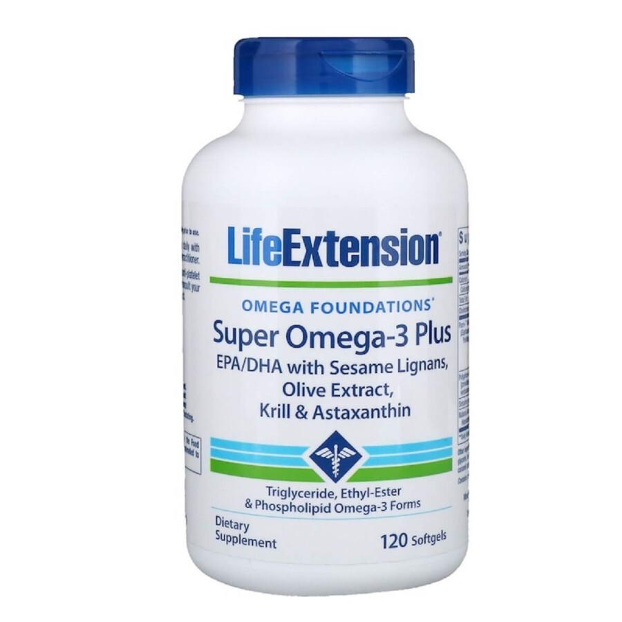 Супер Омега-3 Плюс Omega Foundations Super Omega-3 Plus Life Extension 120 желатинових капсул: ціни та характеристики