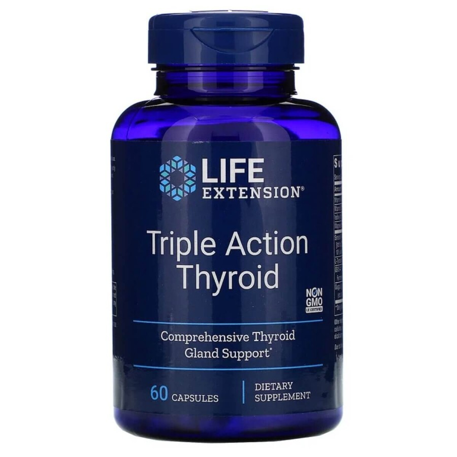 Підтримка щитовидної залози Тіроїд потрійної дії Triple Action Thyroid Life Extension 60 вегетаріанських капсул: ціни та характеристики